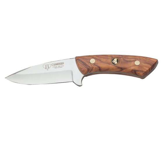 Cudeman Colibri II Smuk Jagdmesser mit Olivenholz und Lederscheide Klein (9 cm)