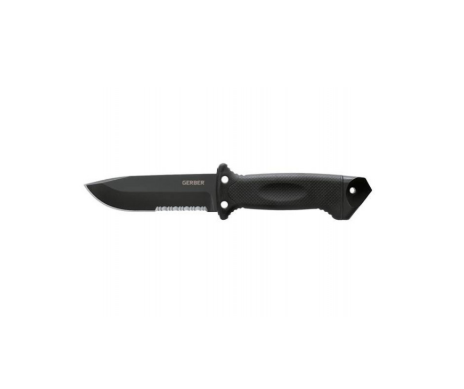 Gerber LMF II Infantry overlevelseskniv med delvist takket klinge og fast blad til outdoor og survival