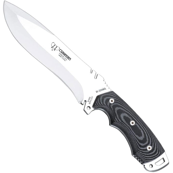 Cudeman 299-B-K Bushcraft-Messer – Schwarzes Micarta mit rotem Spacer