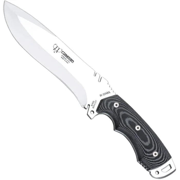 Cudeman 299-B-K Bushcraft-Messer – Schwarzes Micarta mit rotem Spacer