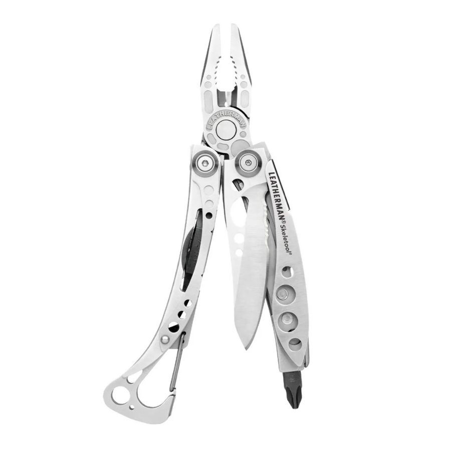 Leatherman Skeletool EDC multitool med tang, kniv og skruetrækker i rustfrit stål åbnet