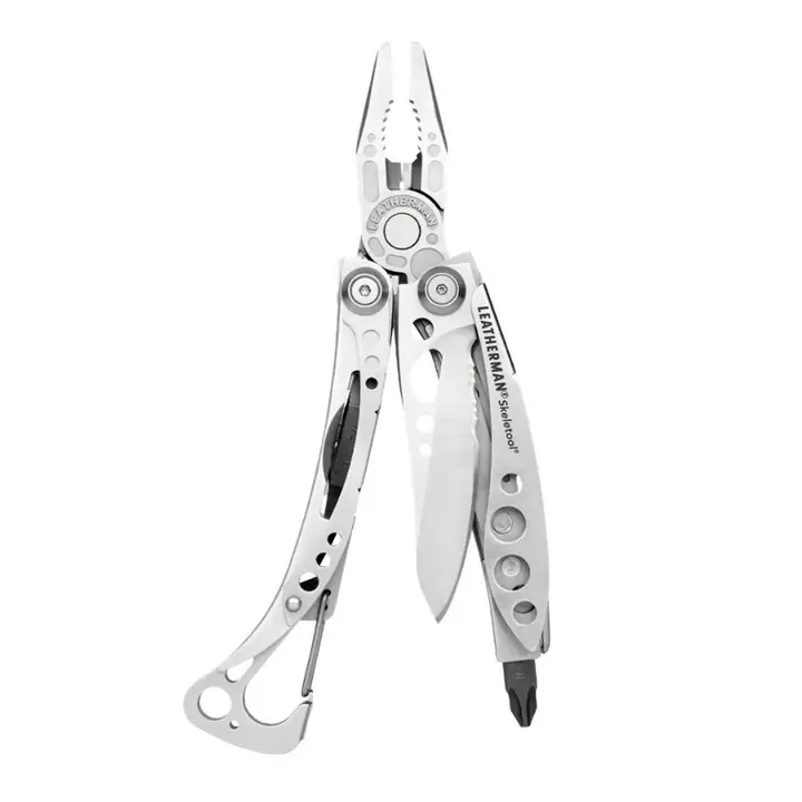 Leatherman Skeletool EDC multitool med tang, kniv og skruetrækker i rustfrit stål åbnet